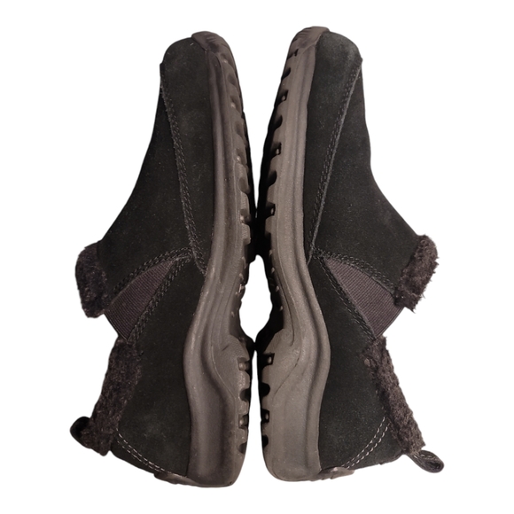 Lands End slip-on loafer black suede faux fur womens 8.5B 247709 - Picture 2 of 7